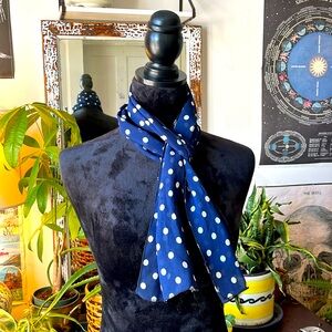Vintage navy and white polka dot scarf